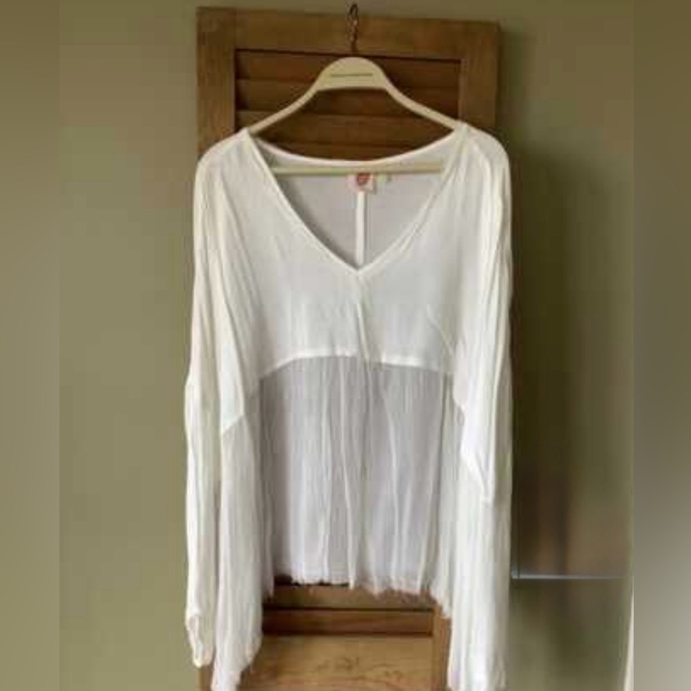 New Anthropologie Lilka Blouse Boho Top White Flowy Women’s Top Shirt Beach Sma